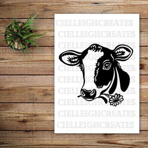 *2 for $20* Cow with Daisy Vinyl Decal Handcrafted